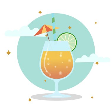 Taze yaz soğuk içeceği buzlu tropikal meyveli kokteyl.