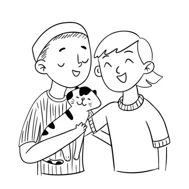 Çok yakın arkadaşlar. Arkadaşlık. Taslak çizim biçimi