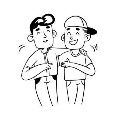 Çok yakın arkadaşlar. Arkadaşlık. Taslak çizim biçimi