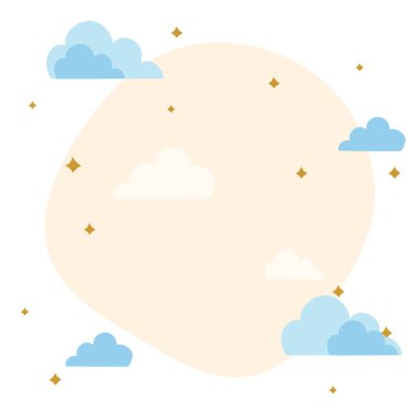 Minimalist estetik tasarım sınır kartı. Yıldızlı yapraklı dallar