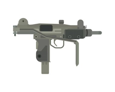 UZI Alt Makineli Silah Vektör İllüstrasyon Gerçekçi Askeri Ateşli Silah Tasarımı