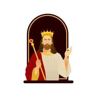 İsa Mesih kral ikonu illüstrasyonu