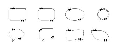 Beyaz arka planda sekiz farklı siyah çizgi resim kutuları ve konuşma baloncukları..