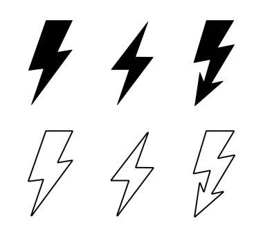 Siyah beyaz altı yıldırım simgesinden oluşan bir ızgara. Üçü simsiyah, ve üçü beyaz arka planda siyah çizilmiş..