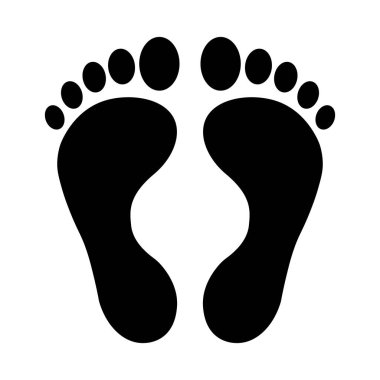 Her biri beş ayak parmaklı iki insan ayak izinden oluşan siyah siluet, düz beyaz bir arkaplan üzerine kurulmuş..