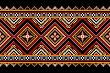 Kalın simetrik elmas şekilleri içeren geometrik etnik tekstil deseni. Kumaş, ambalaj, el işi ve kültürel dekorasyon için tasarım. Vektör illüstrasyonu.