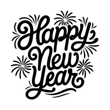 Havai fişek resimli el yazısıyla mutlu yıllar.