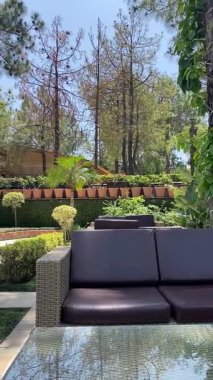 Doğal gün ışığı altında yemyeşil dağlar ve yüksek ağaçların yer aldığı manzaralı bir yer. 