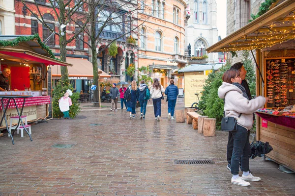 December 2019 Gent België Winterkerstmarkt — Stockfoto