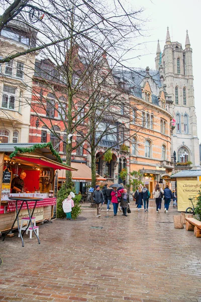 December 2019 Gent België Winterkerstmarkt — Stockfoto