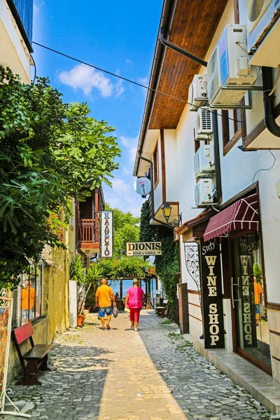 Julho 2019 Nessebar Bulgária Rua Estreita Cidade Velha — Fotografia de Stock