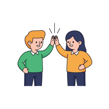 Takım çalışması birlikte beşlik çakarak başarıyı kutluyor.