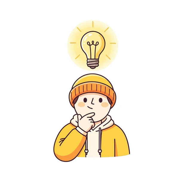 Yeni iş dünyası için parlak fikirli çizgi film karakteri.