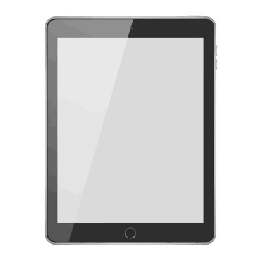 Canlı uygulama veya web sitesi görüntüsü için boş ekranı olan şık modern tablet modeli, profesyonel sunumlar için mükemmel
