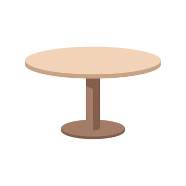 Çok yönlü ev dekorasyonu ve mobilya modellemeleri için açık kahverengi kaidesi olan basit yuvarlak masa.