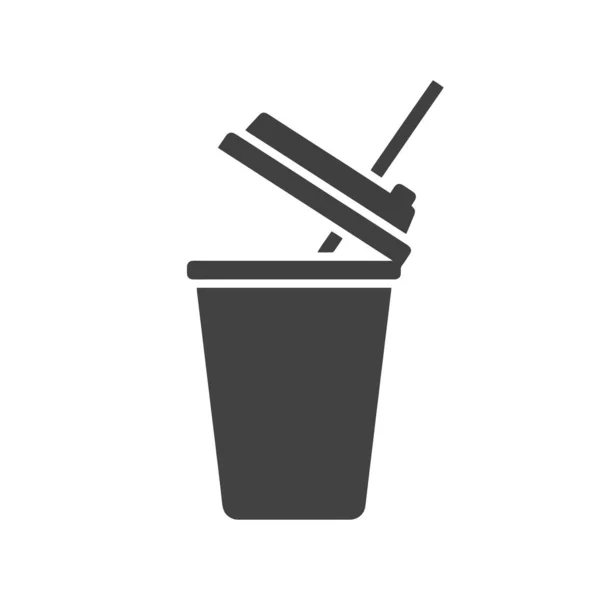 Pipet ve kapaklı tek kullanımlık bardağın modern simgesi - uygulamalar, menüler ve daha temiz tasarım için ideal