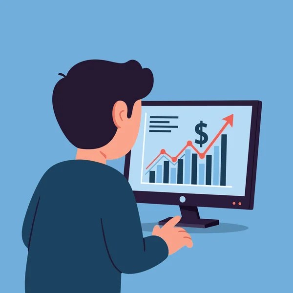 Dolar işareti ve yükselen grafikle ekranda iş büyümesini izlemek