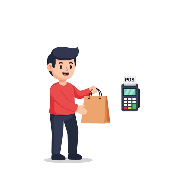 Satış noktasında alışveriş yapan kişi satın almaları kartla öder.