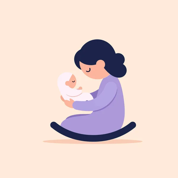 Sevgi dolu anne yeni doğmuş bebeği kucaklıyor, saf mutluluğun hassas bir anını paylaşıyor.