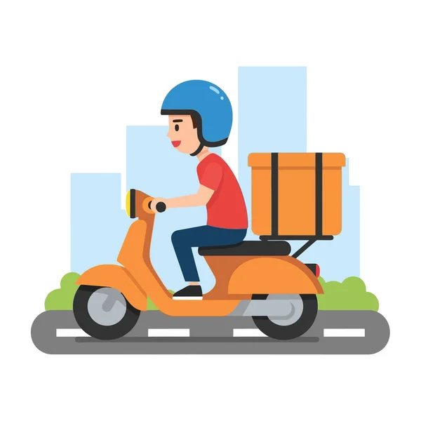 Motosikletli hızlı teslimatçı, evlere ve iş yerlerine fast food getiriyor.