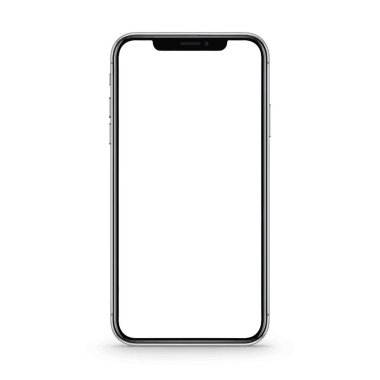 Boş beyaz ekranlı modern akıllı telefon içeriğiniz için hazır