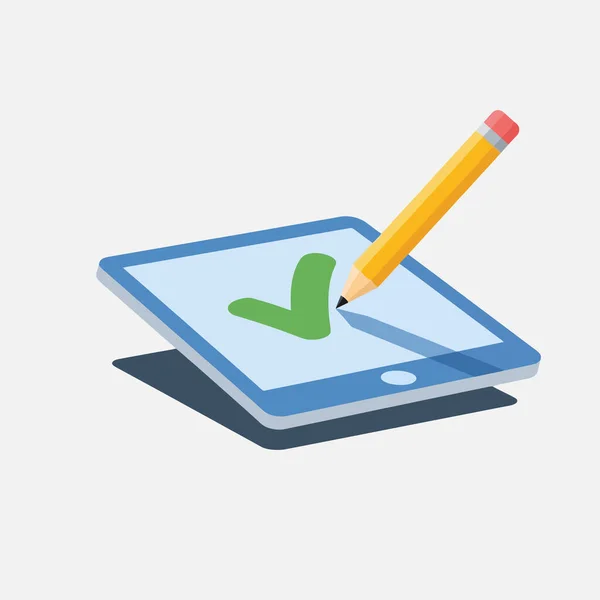 Tablet üzerindeki kalemle dijital onay doğrulama işareti