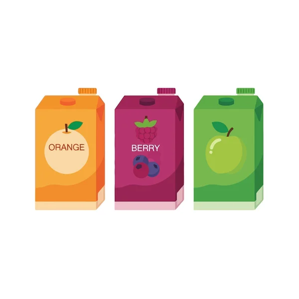 Sağlıklı bir yaşam için portakal, meyve suyu ve elma suyu paketleri.