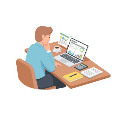 Dizüstü bilgisayardaki iş bütçesi verilerini inceliyor.