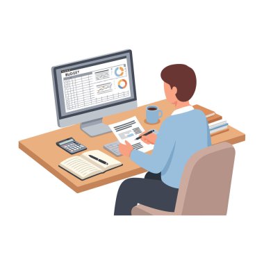 İş başarısı için bütçe ve mali raporları inceleyen adam