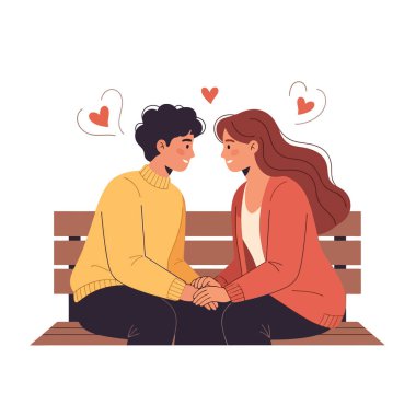 Bir bankta el ele tutuşmuş sevgililer, birlikte özel bir anı paylaşıyorlar.