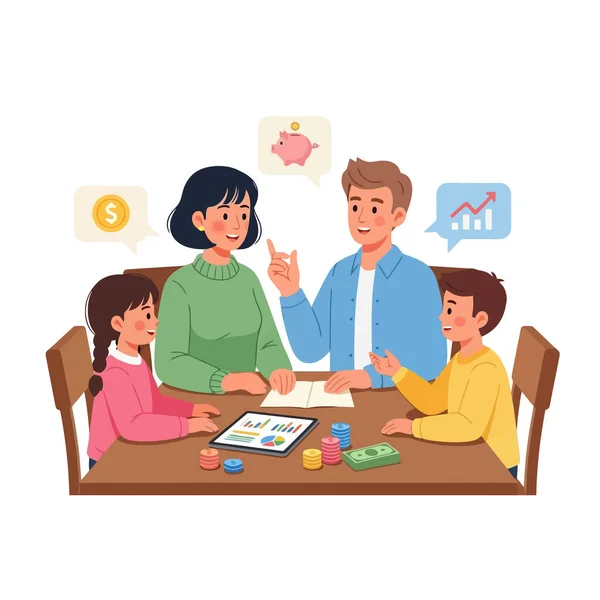 Aile, finans, tasarruf ve evde yatırım konularını tartışır.