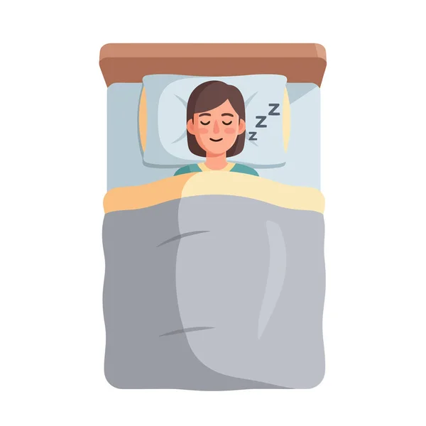 Mutlu rüyalarla huzurlu bir uyku, yatakta mışıl mışıl uyuyan bir kadın.