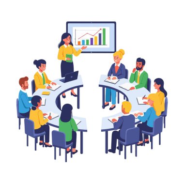 Modern iş ortamında veri sunumuyla dinamik takım toplantısı