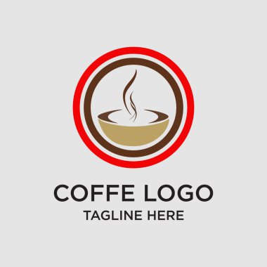 Kahve logosu tasarımı basit Premium Vektör