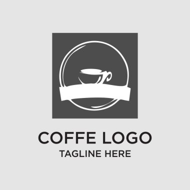 Kahve logosu tasarımı basit Premium Vektör