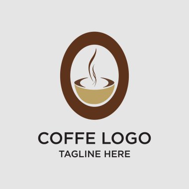 Kahve logosu tasarımı basit Premium Vektör