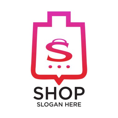 Dükkan logosu basit konsept Premium Vektörü