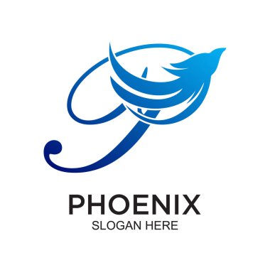 Phoenix logo tasarımı basit Premium Vektörü konsepti