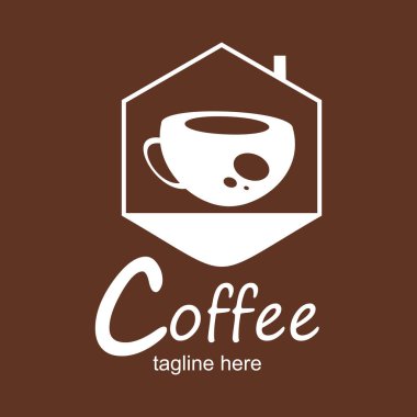 Kahve logosu tasarımı basit Premium Vektör
