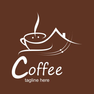 Kahve logosu tasarımı basit Premium Vektör