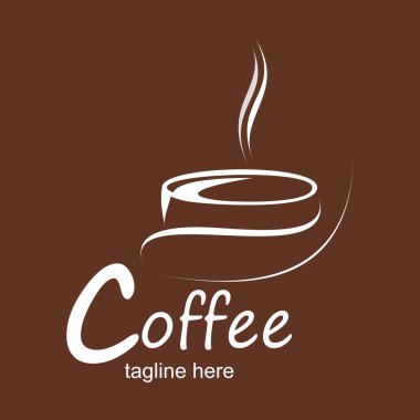 Kahve logosu tasarımı basit Premium Vektör