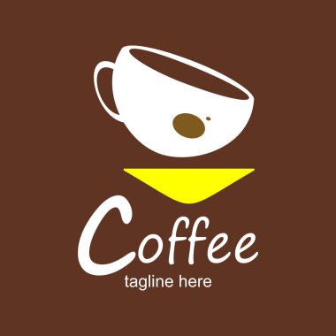 Kahve logosu tasarımı basit Premium Vektör