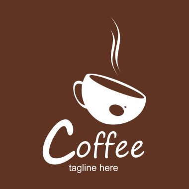 Kahve logosu tasarımı basit Premium Vektör