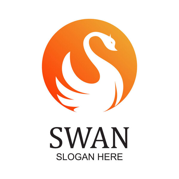 Swan logo design simple concept Premium Vector