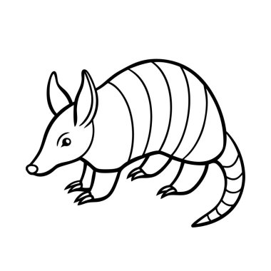 Armadillo 'nun detaylı siyah-beyaz çizimi armadilloların eşsiz özelliklerini gözler önüne seriyor. Parçalı kabuklu, sivri burunlu, küçük bacakları ve ayırt edici kulakları da dahil. Stil boyama kitapları için temiz ve mükemmel.