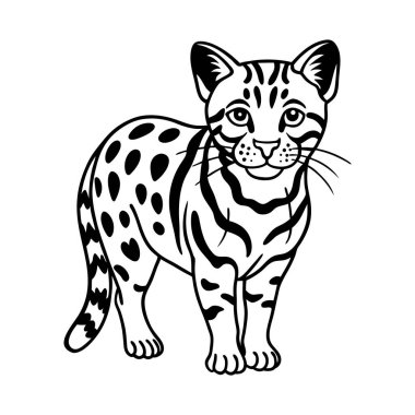 Bu siyah beyaz taslak tarzında bir bengal kedinin vektör illüstrasyonudur. Çocuk kitapları ya da diğer tasarım projeleri için kullanılabilir. Resmin düzenlenmesi ve özelleştirilmesi kolaydır.