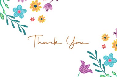 Parlak ve güzel, bu vektör teşekkür kartı sanatsal tarzda renkli çiçek unsurları içeriyor. Selamlama için mükemmel, canlı çiçekleri temiz tipografiyle eşleştiriyor, canlı ve zarif bir şükran ifadesi sunuyor..