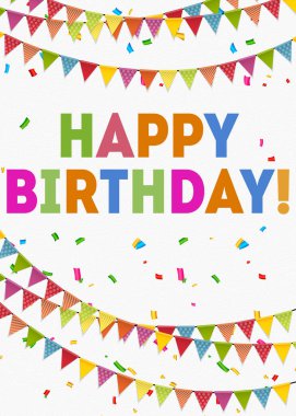 Renkli flamalar ve konfeti içeren dinamik vektör doğum günü afişi. Partiler ve dijital gösterimler için ideal olan bu şenlik tasarımı, canlı enerjili her doğum günü etkinliğine canlı ve kutlayıcı bir atmosfer getirir..