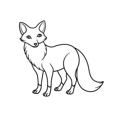 Bu illüstrasyon, açık ve basit bir çizgi üzerinde duran bir tilkiyi tasvir eder. Resim hem çocuklar hem de yetişkinler için boyama kitapları ve eğitim faaliyetleri için uygundur. Tilki ayrıntılı özelliklere sahiptir ve çizgi çalışması açık sınırlar sağlar