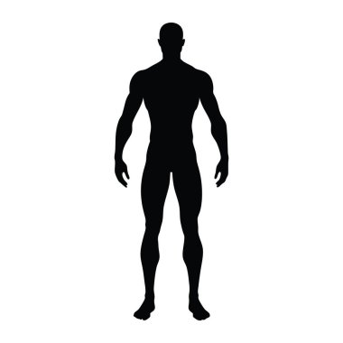 Bu resim, uzun boylu, kaslı bir adamın çarpıcı siyah siluetini yansıtıyor. Şekil güç ve güç yayıyor. Duruşu kendinden emin ve tanımlanmış kasları, kendini forma ve fiziksel maharete adamış olduğunu gösteriyor.